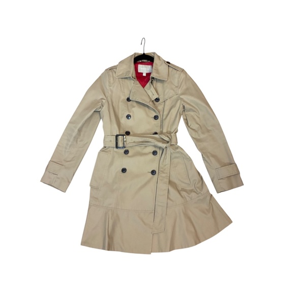Banana Republic Flounce Hem Trench Coat | Red Lining | Size S - Picture 1 of 9